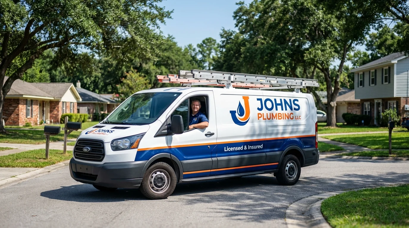 Johns Plumbing LLC service van in South Padre Island, TX
