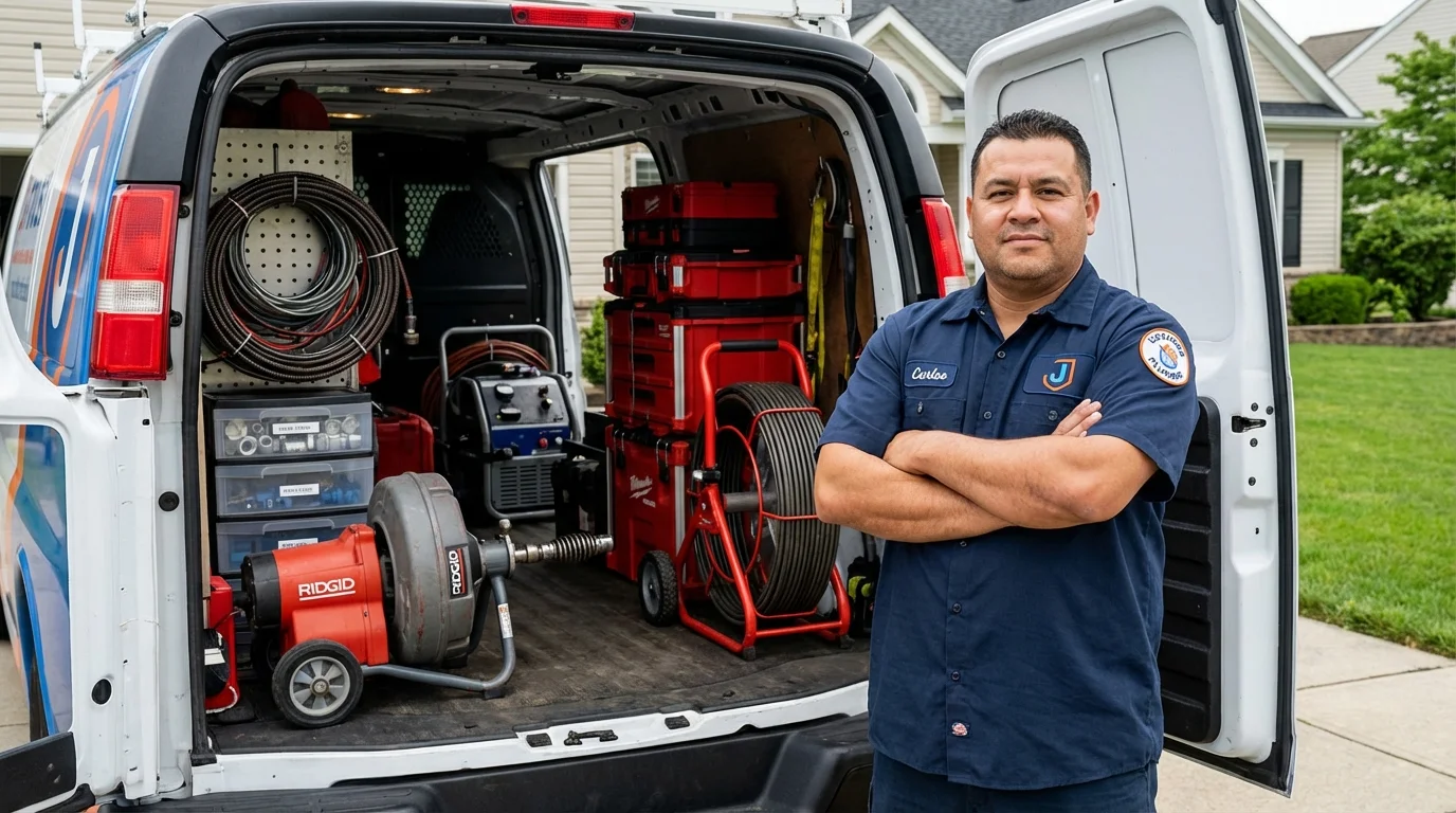 Professional drain cleaning equipment and Johns Plumbing LLC plumber in South Padre Island