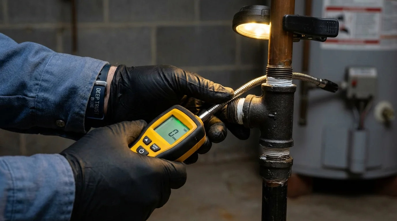 Gas leak detection with electronic sniffer by Johns Plumbing LLC in South Padre Island