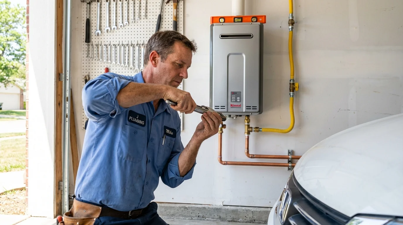 Tankless water heater installation by a Johns Plumbing LLC plumber in South Padre Island