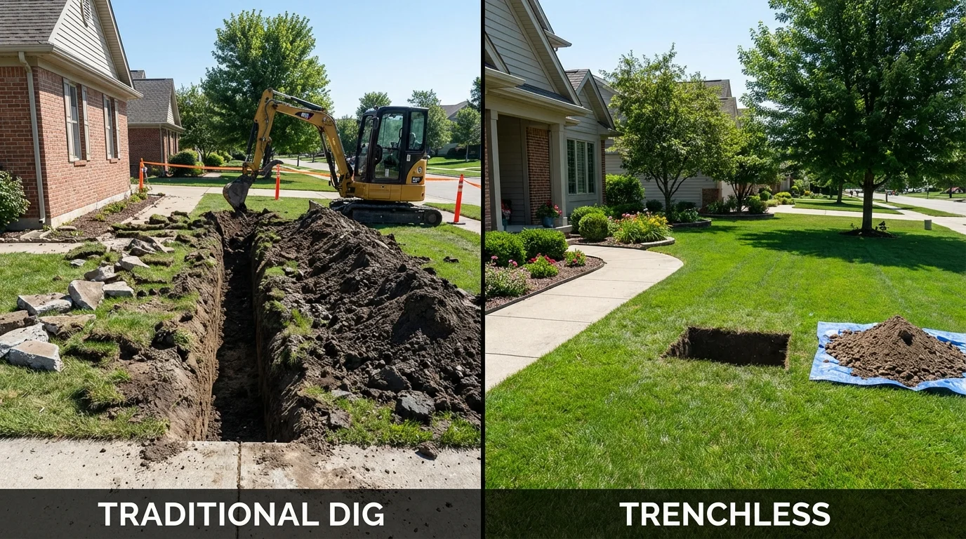 Trenchless sewer repair with minimal yard damage versus traditional excavation in South Padre Island, TX